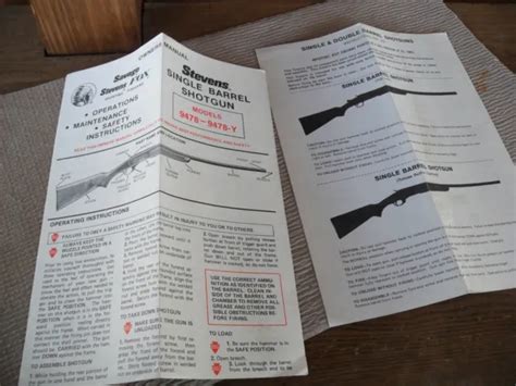Savage Stevens Single Barrel Shotgun Model Y Owners Manual