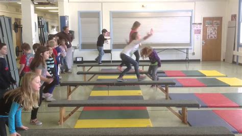 Walk Pose And Dismount Gymnastics Benches 2nd Grade Ums Pe Youtube