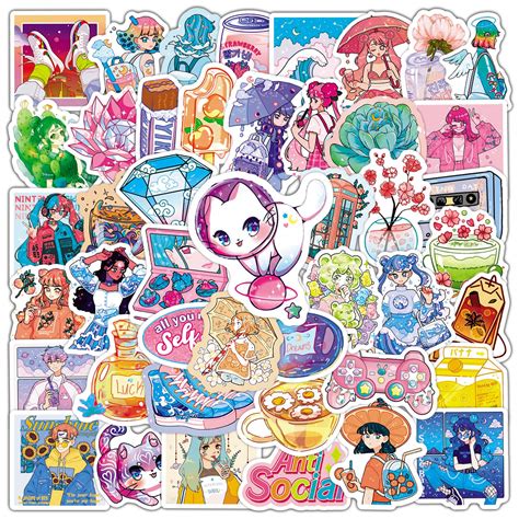 Buy Nc Cute Stickers 50pcs Vinyl Waterproof Stickers For Laptop