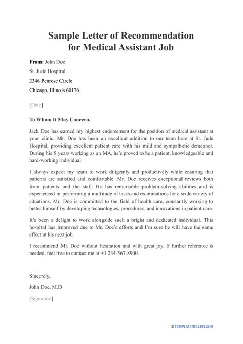 Letter Of Recommendation For Medical Assistant Sample Tips My XXX Hot