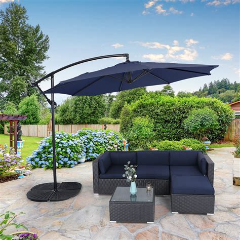 Mf Studio 10ft Patio Offset Cantilever Umbrellas With 8 Steel Ribs And