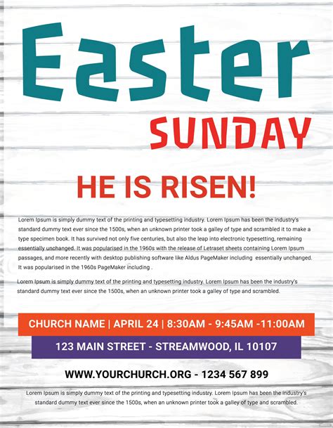 Free Easter Sunday Risen Flyer Template Adobe Photoshop Illustrator