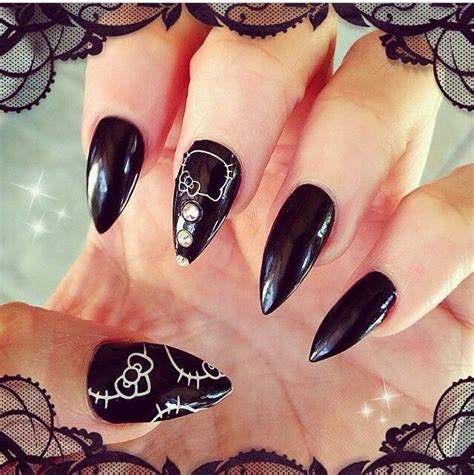 hello kitty stilettos stiletto nails nails black stiletto nails