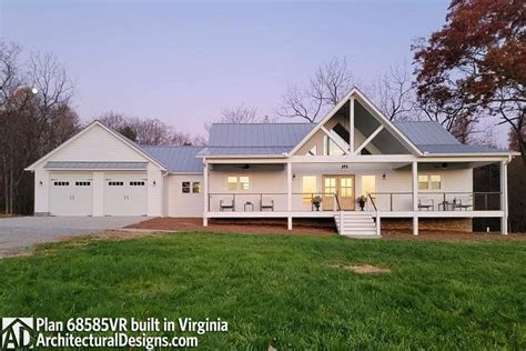 Mountain Ranch Home Plan With Screened Porch And Deck In Back 68585vr