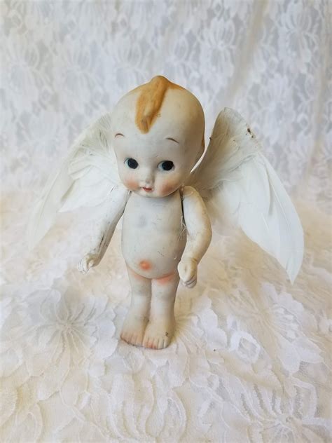 Ooak Porcelain Kewpie Cupid Doll With Wings Assemblage Doll Art