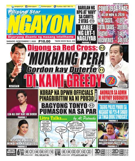 Pilipino Star Ngayon November 07 2020 Newspaper
