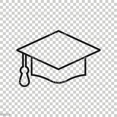 Graduierung Hutsymbol Im Flachen Stil Schüler Kappe Vektorillustration