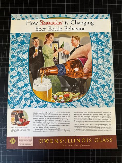 Vintage 1940s Owens Illinois Glass Beer Bottles Print Ad Etsy
