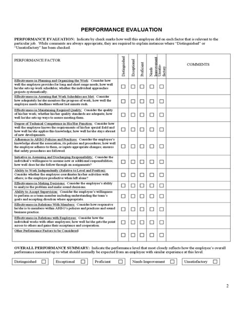 employee evaluation form sample