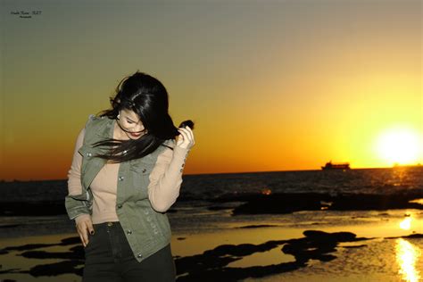 Girl On Beach Sunset