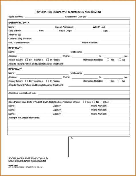 Sample Psychosocial Assessment Forms