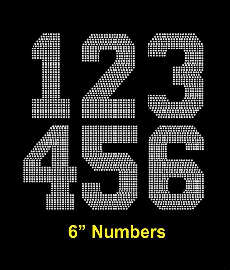6" Iron On Rhinestone Numbers, Large Iron on Numbers Decal, Rhinestone