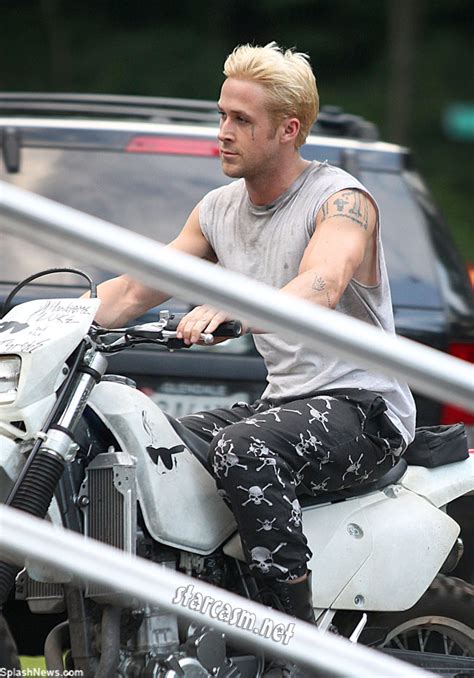 Ryan Gosling Blonde With Face Tattoo On Set Of New Film