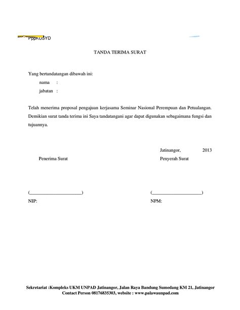 Contoh Surat Tanda Terima Dokumen Wood Scribd Indo