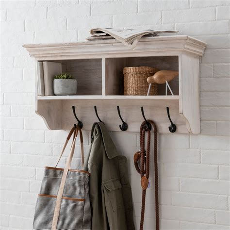 White Wall Mounted Coat Rack With Baskets Tradingbasis