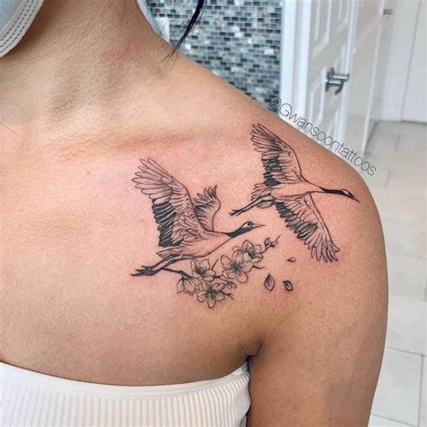 Girl Bird Tattoos On Shoulder