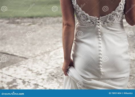 Bride In Wedding Dress Detail Stock Photo Image Of Bride Close