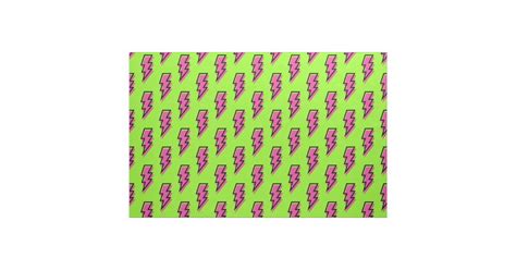 80s90s Neon Green And Pink Lightning Bolt Pattern Fabric