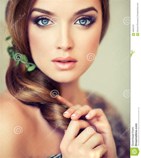 Pretty Girl With Big Beautiful Blue Eyes Stock Image