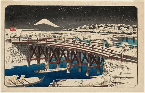 Utagawa Hiroshige Nihonbashi Bridge In Snow Aki Monogatari