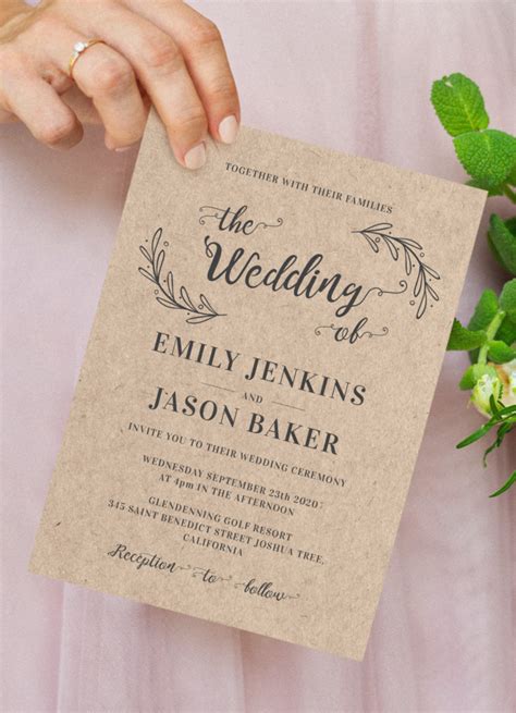 rustic printable wedding invitations