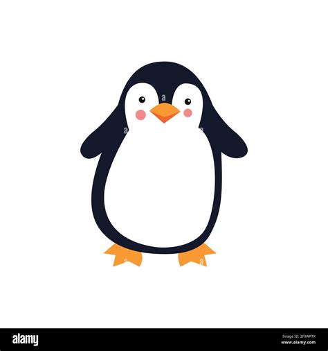 Cute Cartoon Penguin On A White Background Vector Illustration Stock