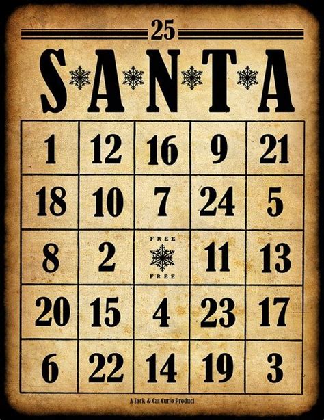 Free Printable Santa Bingo Cards Christmas Bingo Xmas Countdown