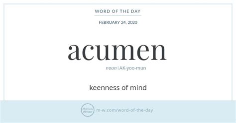 Word Of The Day Acumen Merriam Webster