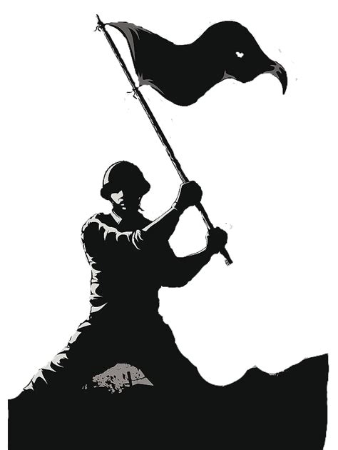 Black And White Drawing Of A Man Holding A Flag