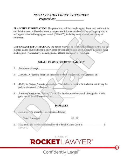 Small Claims Court Template