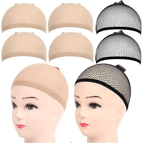 6pcs wig caps fandamei 4pcs nude nylon wig caps with 2pcs black mesh wig caps net