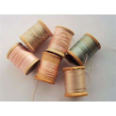 Vintage Thread Wooden Spools Pale Colors Of Pinks Mint Green Tan