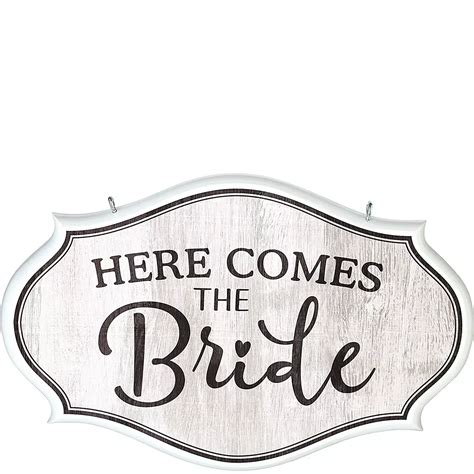 Here Comes The Bride Sign 9 34in X 6 14in Party City