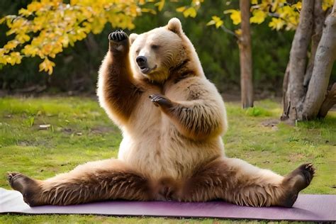 Premium AI Image A Bear Doing Yoga