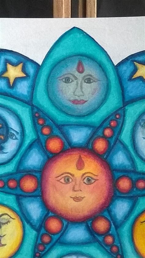 Original Celestial Mandala Style Drawing Of Sun And Moon Using Etsy