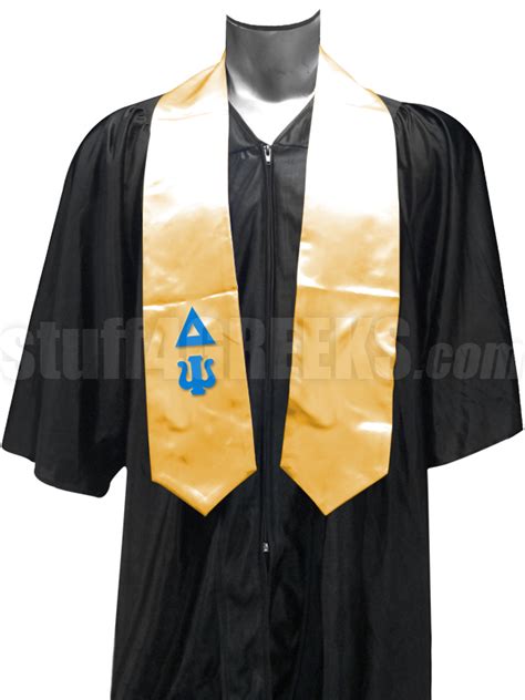 Delta Psi Satin Graduation Stole With Greek Letters Gold