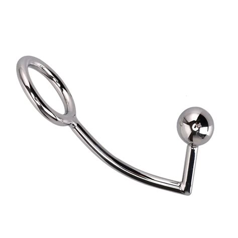 Dia 40mm 45mm 50mm Metal Male Anal Beads Butt Plug Hook With Penis Cock