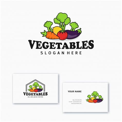 Logo Design Template Vegetable Icons With Business Card Logo Design