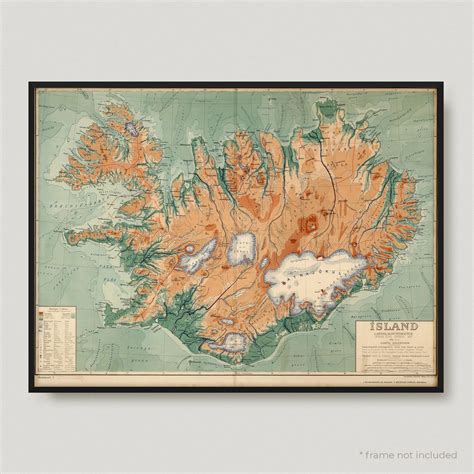 1928 Iceland Antique Map Of Iceland Old Map Of Iceland Etsy