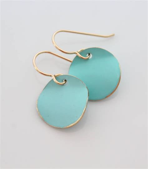 Turquoise Earrings Round Turquoise And Gold Earrings Etsy Etsy