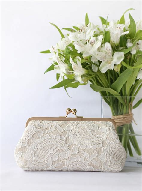 Champagne And Ivory Alencon Paisley Lace Clutch 2587762 Weddbook