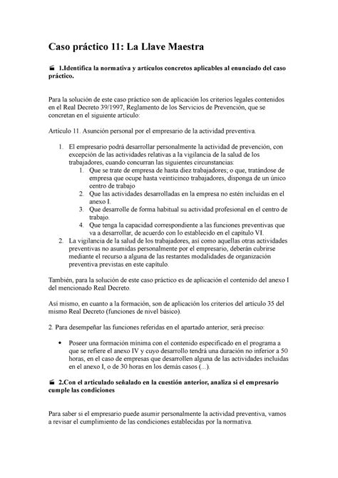 Caso Pr Ctico Y Caso Pr Ctico La Llave Maestra La