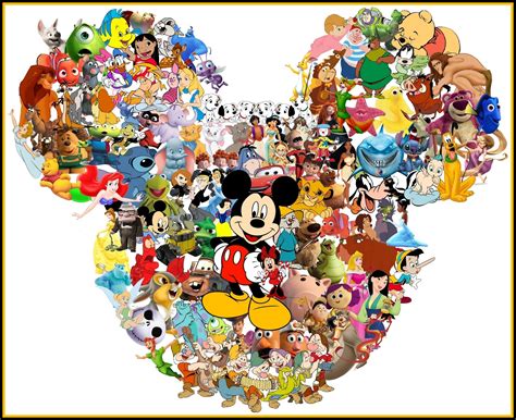 Disney Character Collage For Dark Colored Materials