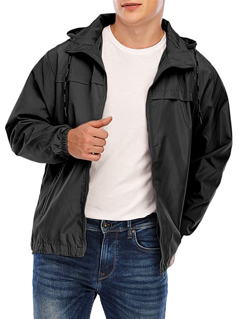 Lelinta Mens Big And Tall Outdoor Lightweight Windbreaker Jacket Hooded Waterproof Rain Jacket