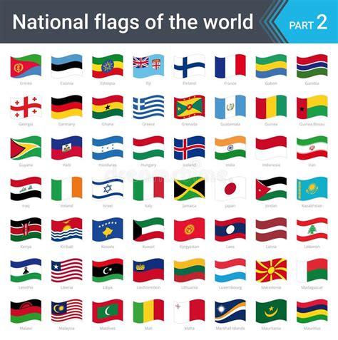 All National Flags Of The World With Names High Quality Vector Flag