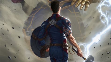 X Captain America With Thor Hammer K Hd K Wallpapers Images