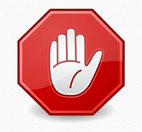Hd White Hand Stop Icon On Red Road Stop Sign Clipart Png Citypng The