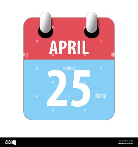 April 25th Day 25 Of Month Simple Calendar Icon On White Background