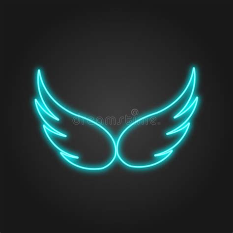 belas asas de anjo neon isoladas em preto ilustração stock ilustração de projeto estrela
