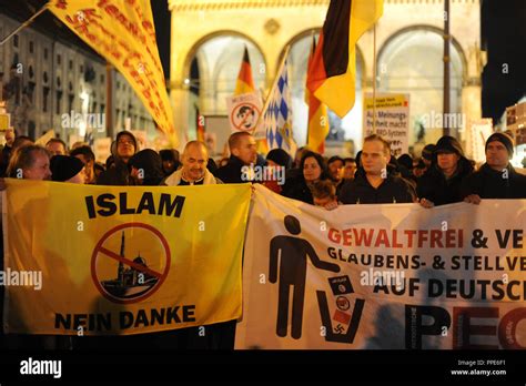 demonstration der fremdenfeindlichen und anti islamischen patriotischen europäer gegen die